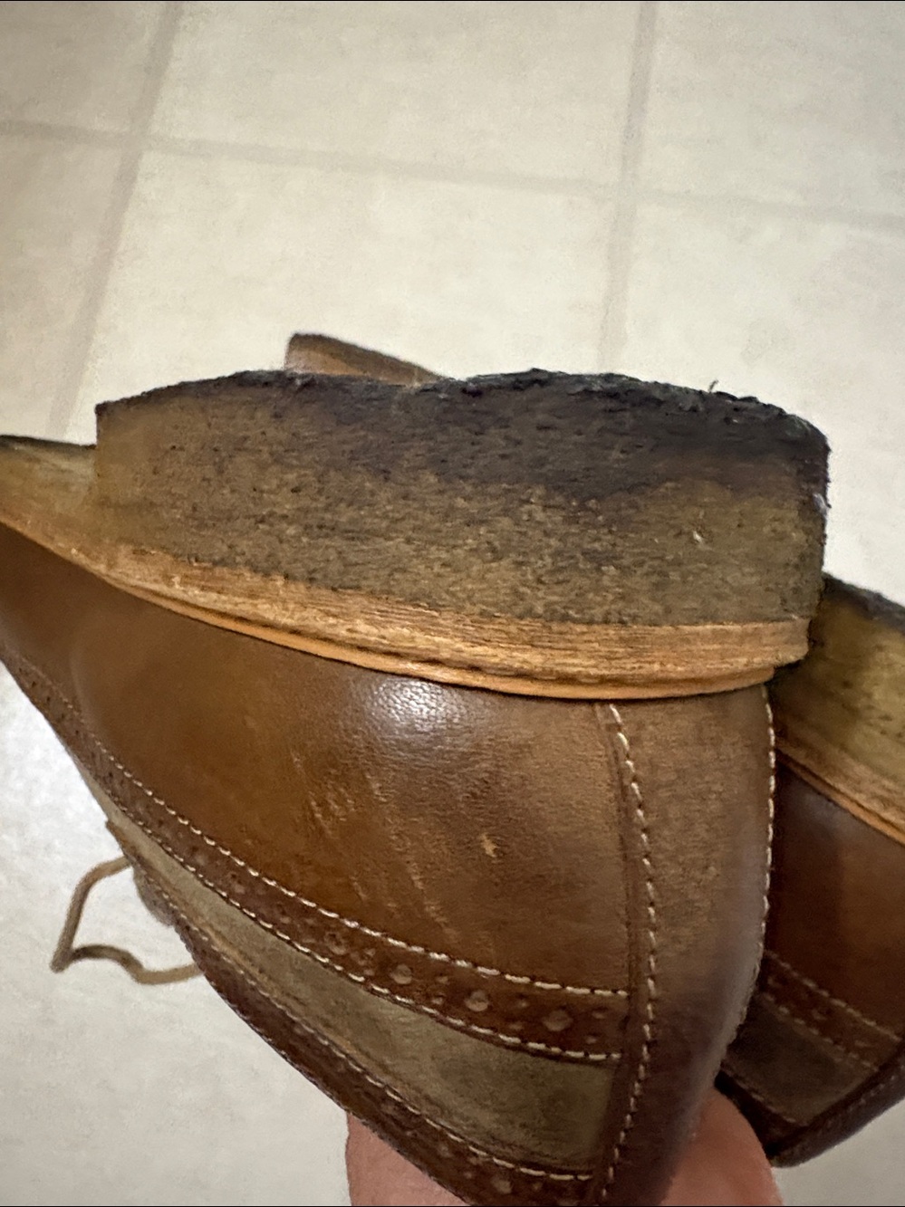 Brunello Cucinelli Two-Tone Brown & Tan Suede-Leather Brogues - Picture 9 of 10
